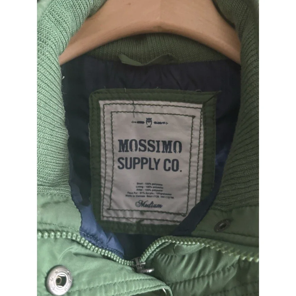 Vintage Y2K 2000s Mossimo Warm quilted Fur Hooded green vest‎ Medium